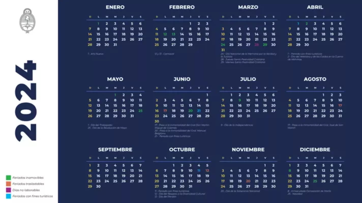 YA ESTÁN PUBLICADOS LOS FERIADOS DEL 2024