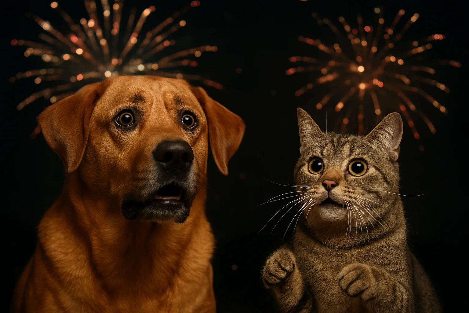 Pirotecnia en Fiestas: Cómo Proteger la Salud de Perros y Gatos del Estrés y los Riesgos